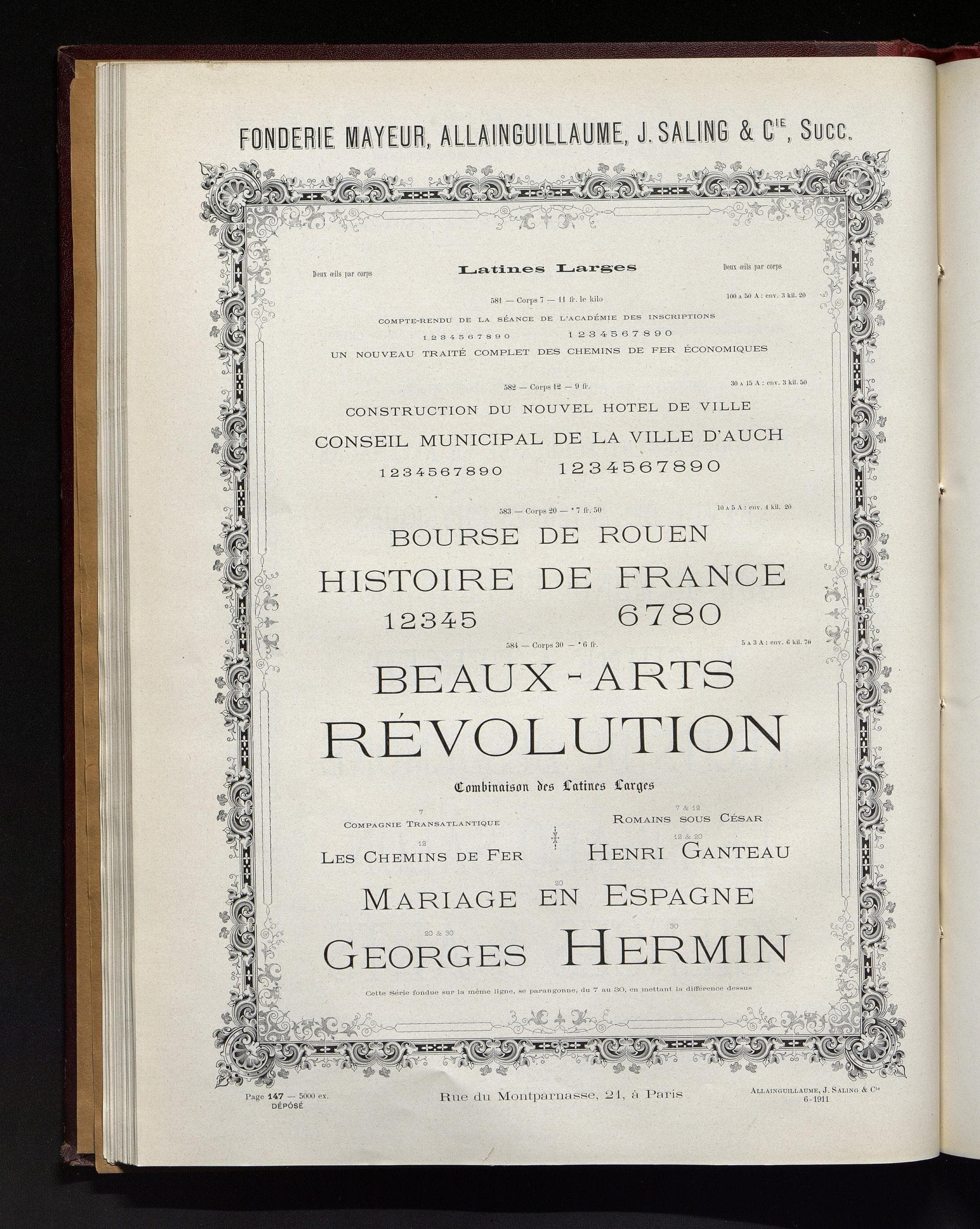 Page out of a font foundry catalog